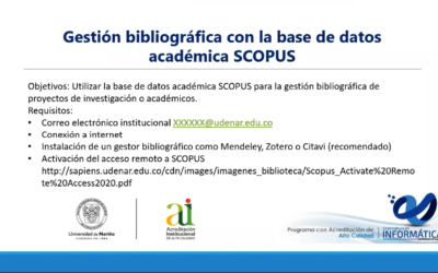 Grabación del Taller: Gestión bibliográfica con la base de datos académica Scopus.
