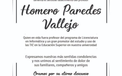 La Oficina de TIC para la Educación, lamenta el fallecimiento del profesor Homero Paredes